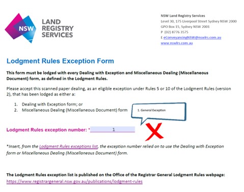 Lodgment rules exception form incorrect procedure